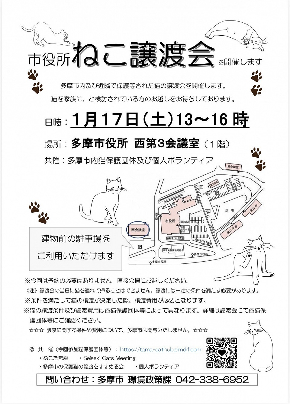 多摩市役所　ねこ譲渡会