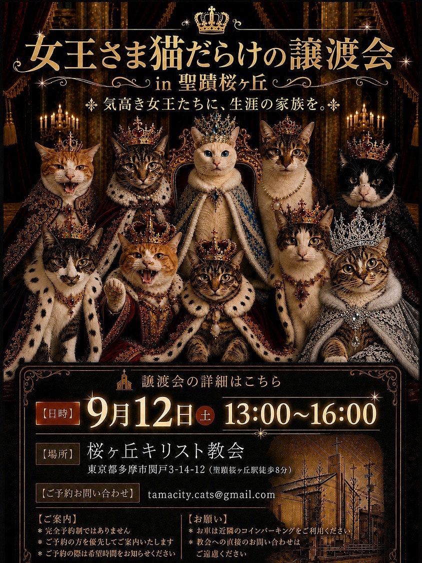 保護猫譲渡会　多摩市聖蹟桜ヶ丘　& 川崎市麻生区はるひ野